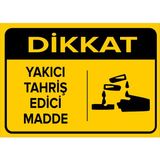 Mıgnatıs - Dikkat Yakıcı Tahriş Edici Madde Levhası - Sac Malzeme 25 x 35 cm