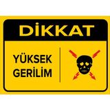 Mıgnatıs - Dikkat Yüksek Gerilim Levhası - Sac Malzeme 25 x 35 cm
