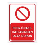 Mıgnatıs Enerji Nakil Hatlarından Uzak Durun Levhası - Sac Malzeme 25X35Cm