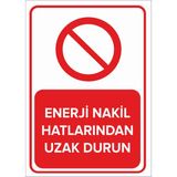 Mıgnatıs - Enerji Nakil Hatlarından Uzak Durun Levhası - Sac Malzeme 50 x 70 cm