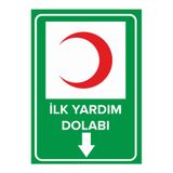 Mıgnatıs Ilk Yardım Dolabı Aşağı Ok Levhası - Sac Malzeme 25X35Cm
