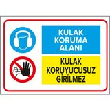 Mıgnatıs - Kulak Koruma Alanı Kulak Koruyucusuz Girilmez Levhası - Sac Malzeme 50 x 70 cm