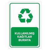 Mıgnatıs Kullanılmış Kağıtlar Buraya Levhası - Sac Malzeme 50X70Cm