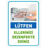 Mıgnatıs Lütfen Ellerinizi Dezenfekte Ediniz Mavi Renk Sac Malzeme 35 x 50 cm Syl39