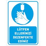 Mıgnatıs Lütfen Ellerinizi Dezenfekte Ediniz Simgeli Mavi Renk Sac Malzeme 35 x 50 cm Syl41