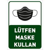 Mıgnatıs Lütfen Maske Kullan Yazısı Pankartı Tabelası Sac Malzeme 25 x 35 cm Syl44