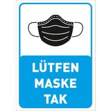 Mıgnatıs Lütfen Maske Tak Yazısı Pankartı Tabelası Sac Malzeme 35 x 50 cm Syl46