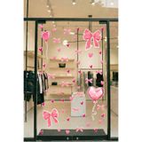 Mıgnatıs Pembe Kalp Balon Romantik Sticker Seti - Cam Mağaza Vitrin Duvar Süsleme Seti