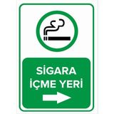 Mıgnatıs - Sigara İçme Yeri Sağ Ok Levhası - Sac Malzeme 35 x 50 cm