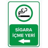 Mıgnatıs - Sigara İçme Yeri Sol Ok Levhası - Sac Malzeme 25 x 35 cm
