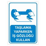 Mıgnatıs Taşlama Yaparken Iş Gözlüğü Kullan Levhası - Sac Malzeme 25X35Cm