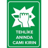 Mıgnatıs - Tehlike Anında Camı Kırın Levhası - Sac Malzeme 35 x 50 cm