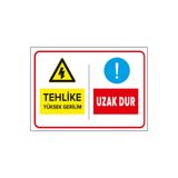 Mıgnatıs Tehlike Yüksek Gerilim Uzak Dur Levhası - Sac Malzeme 35X50Cm