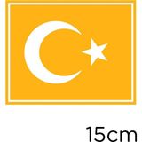 Mıgnatıs Türk Bayrağı Çerçeveli Sticker Yapıştırma Araba Motor Çıkartma - Sarı - 15 CM