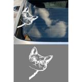 MIGNATIS Yandan Bakan Kedi Oto Sticker, Cam ve Metal Yüzey, Vinil, Mat, 15x15 cm, Araba Kullanımı, Kendinden Yapışkanlı (Beyaz)