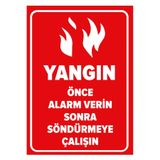 Mıgnatıs Yangın Önce Alarm Verin Sonra Söndürmeye Çalışın Levhası - Sac Malzeme 35X50Cm