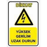 Mıgnatıs - Yüksek Gerilim Uzak Durun Levhası - Sac Malzeme 35 x 50 cm