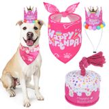 Mihachi Köpek Doğum Günü Partisi Malzemeleri - Köpek Doğum Günü Bandana, Şapka ve Gıcırtılı Kek Oyuncak Seti Erkek Kız Doğum Günü Hediyesi Köpek Halat Oyuncak Sevimli Evcil Hayvan Doğum Günü Eşarp