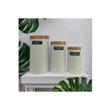 Mihman Home 3'lü Metal Kavanoz Set Sugar-Tea-Coffee Beyaz