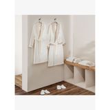 Mihra Aile Bornoz Seti %100 Organik Pamuk Nakışlı Krem/Krem - M/L