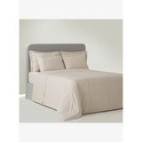 Mihra Çift Kişilik Nevresim Takımı %100 Organik Pamuk Keten Nakışlı Bej 200x220 Cm