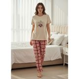 Mihra Kadın Compakt Penye Bisiklet Yaka Kısa Kol Ince Pijama Takımı 90784E - 1 Adet - Ekru - XL