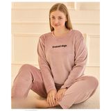 Mihra Kadın Kışlık Bisiklet Yaka Kadife Battal Pijama Takımı 132213P - 1 Adet