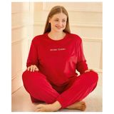 Mihra Kadın Kışlık Bisiklet Yaka Kadife Battal Pijama Takımı 132214K - 1 Adet 4Xl Kırmızı