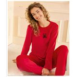Mihra Kadın Kışlık Bisiklet Yaka Kadife Pijama Takımı 13165K - 1 Adet - Kırmızı - S - M