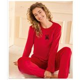 Mihra Kadın Kışlık Bisiklet Yaka Kadife Pijama Takımı 13165K - 1 Adet - Kırmızı - XL