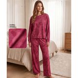 Mihra Kadın Oysho Bisiklet Yaka Uzun Kol Desenli Baharlık Pijama Takımı 20104KT - 1 Adet