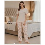 Mihra Kadın Ring Viskon Düğmeli Yaka Kısa Kol Likralı Pijama Takımı 40112B - 1 Adet