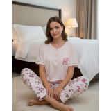 Mihra Kadın Ring Viskon Düğmeli Yaka Kısa Kol Likralı Pijama Takımı 40112P - 1 Adet