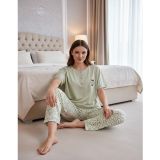 Mihra Kadın Ring Viskon Düğmeli Yaka Kısa Kol Likralı Pijama Takımı 40112Y - 1 Adet
