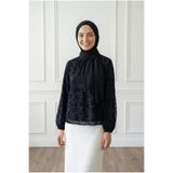 MİHRA STORE Güllü Önü Pileli Çıtır Desen Bluz-EK783 Siyah