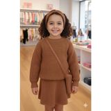 Mihrumay Kız Çocuk Triko 4lü Takım - 4 - 5 Yaş - Kahverengi
