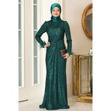 MİHRUZADE Şık Parıltılı Yeni Sezon Büyük Beden Tesettür Abiye - Model Hüma