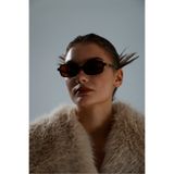 miii Retro Dikdörtgen Moda Miu Kahverengi Gözlük