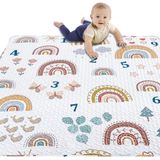 MIIMER Boho Rainbow 50 x 50 Oyun Parkı, Yıkanabilir Taşınabilir Bebek Yer Oyun Parkı, Kaymaz Katlanır Bebek Emekleme Paspasları, Yeni Yürümeye Başlayan Çocuklar İçin Karın Zaman Mat Pedi, Bebek Oyun Kalem