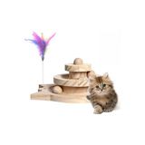 Mııq2 Ahşap Kedi Oyuncağı Seti - 3 Katlı Toplu Zeka Geliştirici İnteraktif Kedi Oyun Alanı Ve Tüylü Kedi Oltası