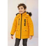 Mika Bebek Captain Hardal Renkli Erkek Çocuk Şişme Mont Uzun Kol ve Kürklü Kapüşonlu Model - 7 - 8 Yaş