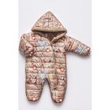 Mika Kids Safari Desenli Içi Kürklü Kapüşonlu Erkek Bebek Bej Astronot Kozmonot Tulum - 12 - 18 Ay