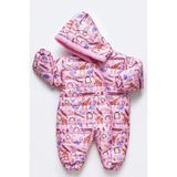 Mika Kids Zürafa,penguen,flamingo Figürlü Içi Kürklü Kapüşonlu Pembe Kız Bebek Astronot Kozmonot Tulum Dar - 6 - 12 Ay