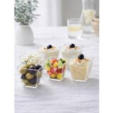 Mika Plastik Mini Kare Sunum Kasesi Şeffaf Mika Kap 60 ml 50'li