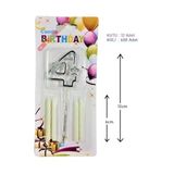 Mika Şeffaf 4 Rakam Gümüş Mum 12Cm