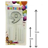 Mika Şeffaf 9 Rakam Gümüş Mum Set