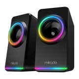 Mikado MD-182 2.0 3W*2 RGB Aydınlatmalı USB + 3.5mm USB 5V 3.5MM AUX Girişi, Ses Kontrolü Ses Sistemleri, PC, Müzik Çalarlar Speaker USB Port 2 x 2 Hoparlör (SİYAH)
