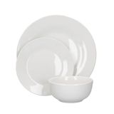 Mikasa Alexis yemek takımı seti, beyaz porselen, minimalist tabak ve kase, 12'li set, siyah