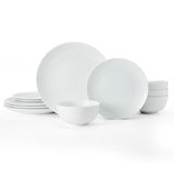 Mikasa Chalk 12 parçalı porselen yemek takımı, 4 kişilik beyaz yemek takımı, 4 x yemek tabağı, 4 x garnitür tabağı ve 4 x müsli kasesi, hediye kartonu, mikrodalga fırın ve bulaşık makinesinde