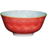 Mikasa KCBOWL13 Sırlı Seramik Gri Çiçek Desenli Kırmızı Kase - Renkli - yok